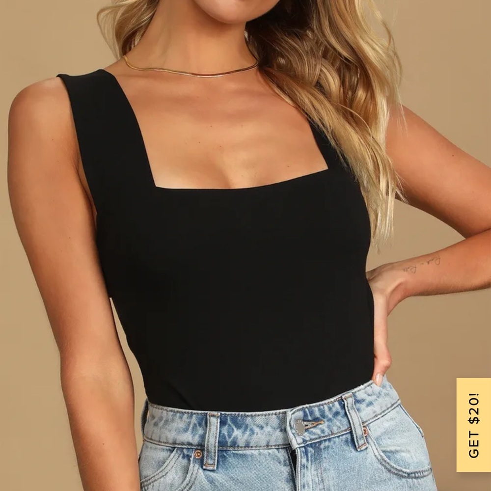Final Cut Black Strappy Cutout Back Sleeveless Bodysuit